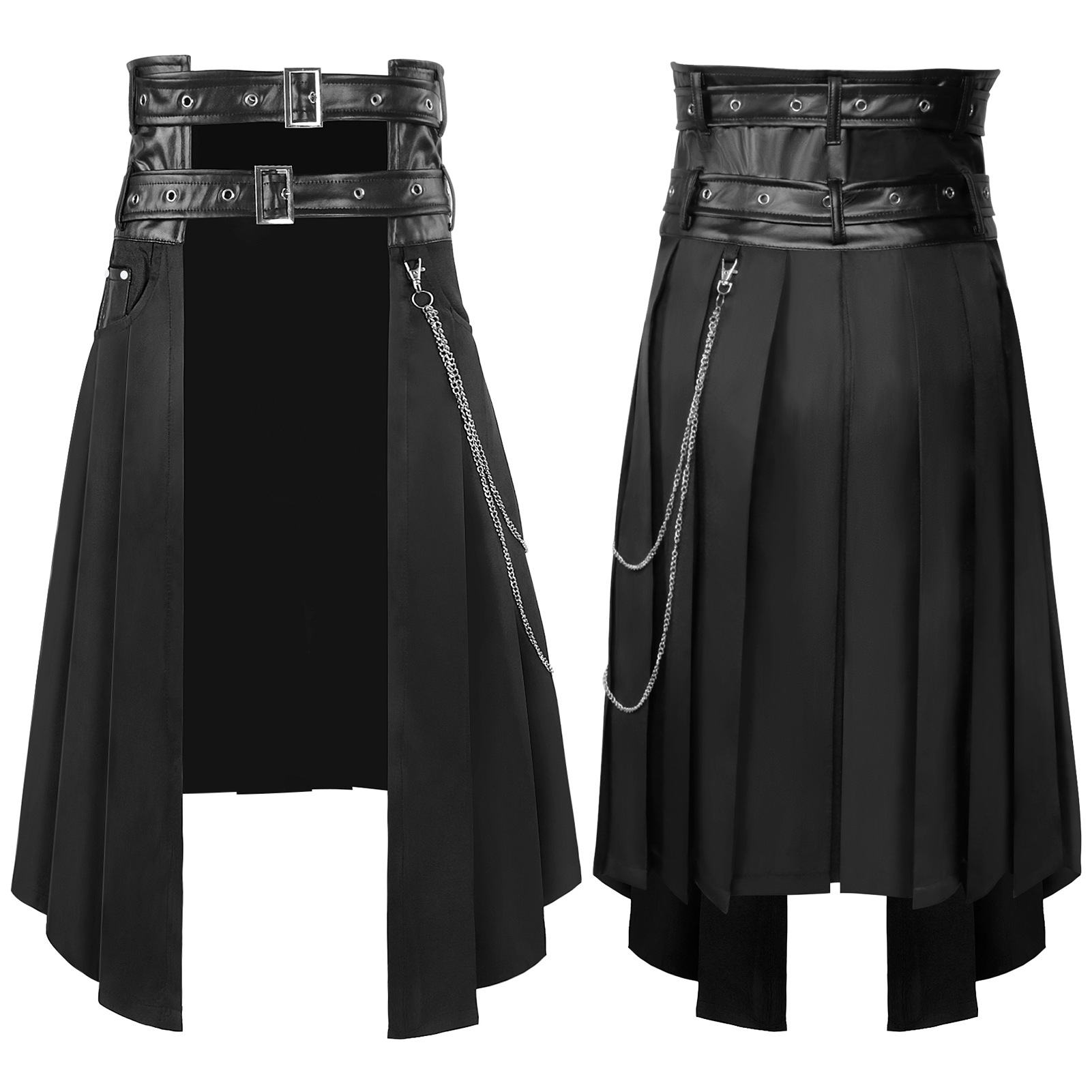 Ethnic Wear - Gothic Dark Men's Skirt Pants Asymmetric