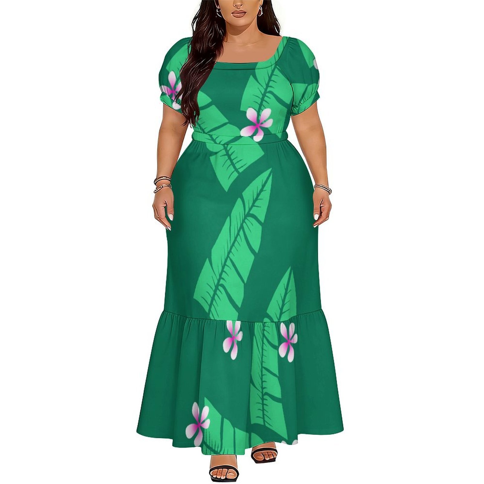 Ethnic Gown - Comfortable Women's Short-Sleeved Dress In Polynesian
