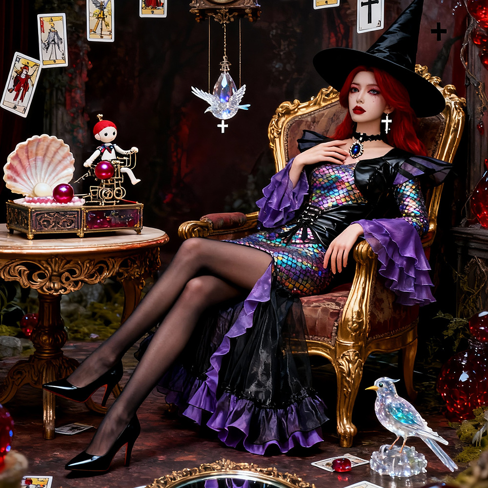 Dark Mermaid Long Dress Costum - Ethnic Gown ulasan dan harga